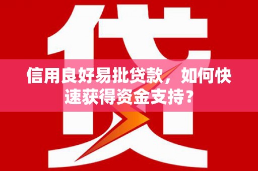 镇赉信用良好易批贷款，如何快速获得资金支持？