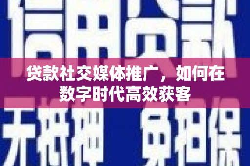 镇赉贷款社交媒体推广，如何在数字时代高效获客