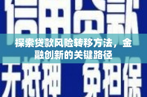 镇赉探索贷款风险转移方法，金融创新的关键路径