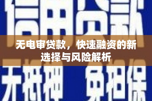 镇赉无电审贷款，快速融资的新选择与风险解析