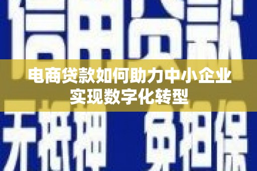 镇赉电商贷款如何助力中小企业实现数字化转型