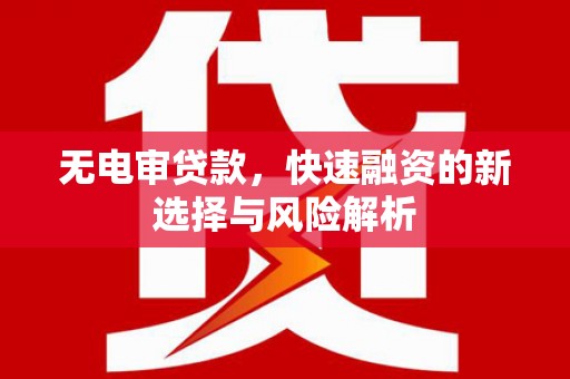 镇赉无电审贷款，快速融资的新选择与风险解析