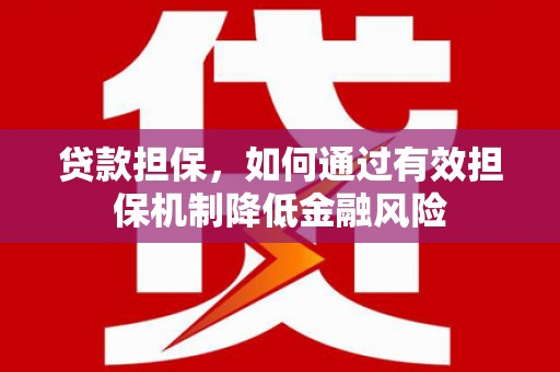 镇赉贷款担保，如何通过有效担保机制降低金融风险