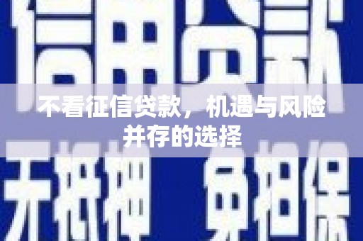 镇赉不看征信贷款，机遇与风险并存的选择